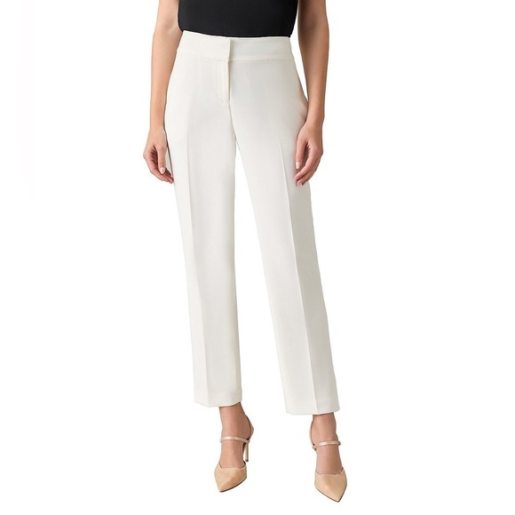 NWT Kasper Kate Crepe Straight Leg Mid Rise Pants in Vanilla Ice- Size 8 - Picture 1 of 12